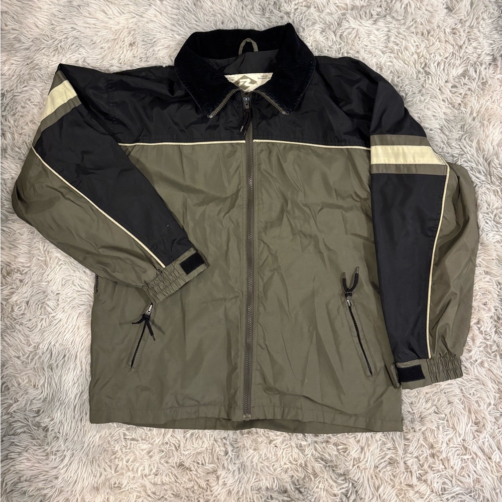Ripzone Green and Black Windbreaker with Full-Zip and Collared Neckline